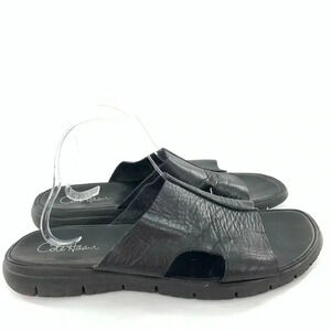Cole haan mens sandals size 12 black leather Nike lab comfort slides